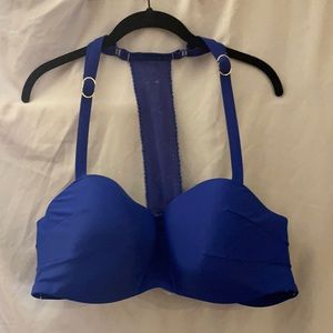 Swim By Cacique Blue Crocheted Racerback Top 40DD